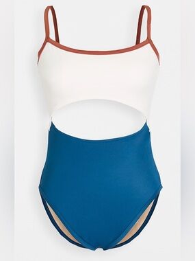 Madewell Second Wave One-Piece Colorblock Swimsuit in Lighthouse - M - BNWOT